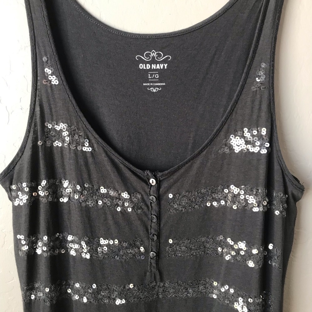 Gray Sequin Striped Old Navy Tank Top